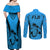 Fiji Rugby Couples Matching Off Shoulder Maxi Dress and Long Sleeve Button Shirts Go Champions World Cup 2023 Tapa Unique Blue Vibe LT9 - Polynesian Pride