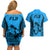 Fiji Rugby Couples Matching Off Shoulder Short Dress and Hawaiian Shirt Go Champions World Cup 2023 Tapa Unique Blue Vibe LT9 - Polynesian Pride