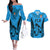 Fiji Rugby Couples Matching Off The Shoulder Long Sleeve Dress and Hawaiian Shirt Go Champions World Cup 2023 Tapa Unique Blue Vibe LT9 Blue - Polynesian Pride