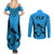 Fiji Rugby Couples Matching Summer Maxi Dress and Long Sleeve Button Shirts Go Champions World Cup 2023 Tapa Unique Blue Vibe LT9 - Polynesian Pride