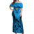 Fiji Rugby Off Shoulder Maxi Dress Go Champions World Cup 2023 Tapa Unique Blue Vibe LT9 Women Blue - Polynesian Pride