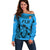 Fiji Rugby Off Shoulder Sweater Go Champions World Cup 2023 Tapa Unique Blue Vibe LT9 Women Blue - Polynesian Pride