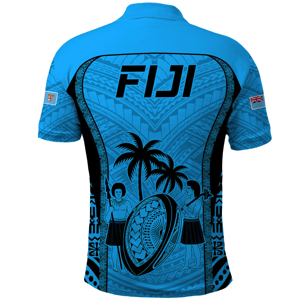 Fiji Rugby Polo Shirt Go Champions World Cup 2023 Tapa Unique Blue Vibe LT9 - Polynesian Pride