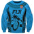 Fiji Rugby Sweatshirt Go Champions World Cup 2023 Tapa Unique Blue Vibe LT9 Unisex Blue - Polynesian Pride