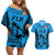 Custom Fiji Rugby Couples Matching Off Shoulder Short Dress and Hawaiian Shirt Go Champions World Cup 2023 Tapa Unique Blue Vibe LT9 Blue - Polynesian Pride