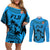 Custom Fiji Rugby Couples Matching Off Shoulder Short Dress and Long Sleeve Button Shirts Go Champions World Cup 2023 Tapa Unique Blue Vibe LT9 Blue - Polynesian Pride