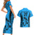 Custom Fiji Rugby Couples Matching Short Sleeve Bodycon Dress and Hawaiian Shirt Go Champions World Cup 2023 Tapa Unique Blue Vibe LT9 - Polynesian Pride