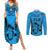 Custom Fiji Rugby Couples Matching Summer Maxi Dress and Long Sleeve Button Shirts Go Champions World Cup 2023 Tapa Unique Blue Vibe LT9 Blue - Polynesian Pride