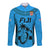 Custom Fiji Rugby Long Sleeve Button Shirt Go Champions World Cup 2023 Tapa Unique Blue Vibe LT9 Unisex Blue - Polynesian Pride