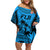 Custom Fiji Rugby Off Shoulder Short Dress Go Champions World Cup 2023 Tapa Unique Blue Vibe LT9 Women Blue - Polynesian Pride