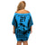 Custom Fiji Rugby Off Shoulder Short Dress Go Champions World Cup 2023 Tapa Unique Blue Vibe LT9 - Polynesian Pride