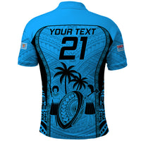 Custom Fiji Rugby Polo Shirt Go Champions World Cup 2023 Tapa Unique Blue Vibe LT9 - Polynesian Pride