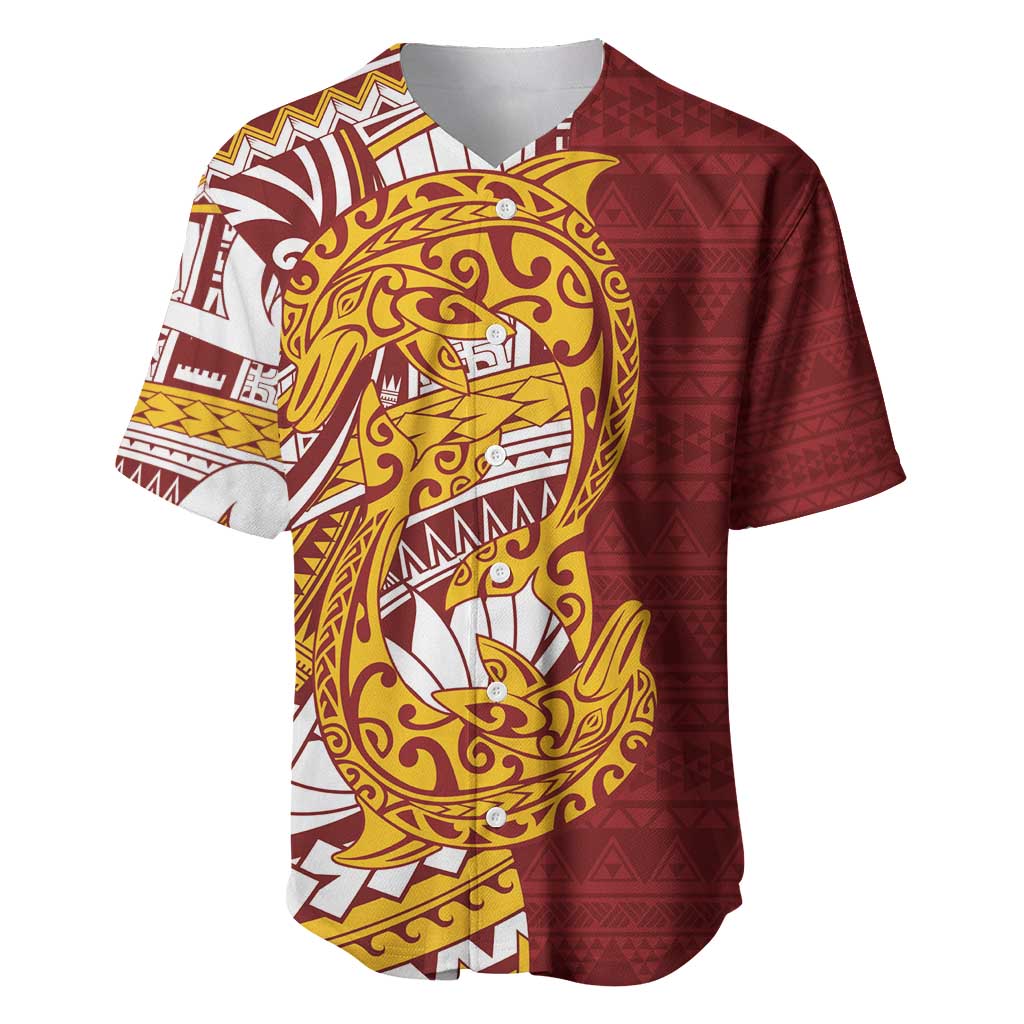 Couple Dolphins Maori Motif Baseball Jersey - Polynesian Pride