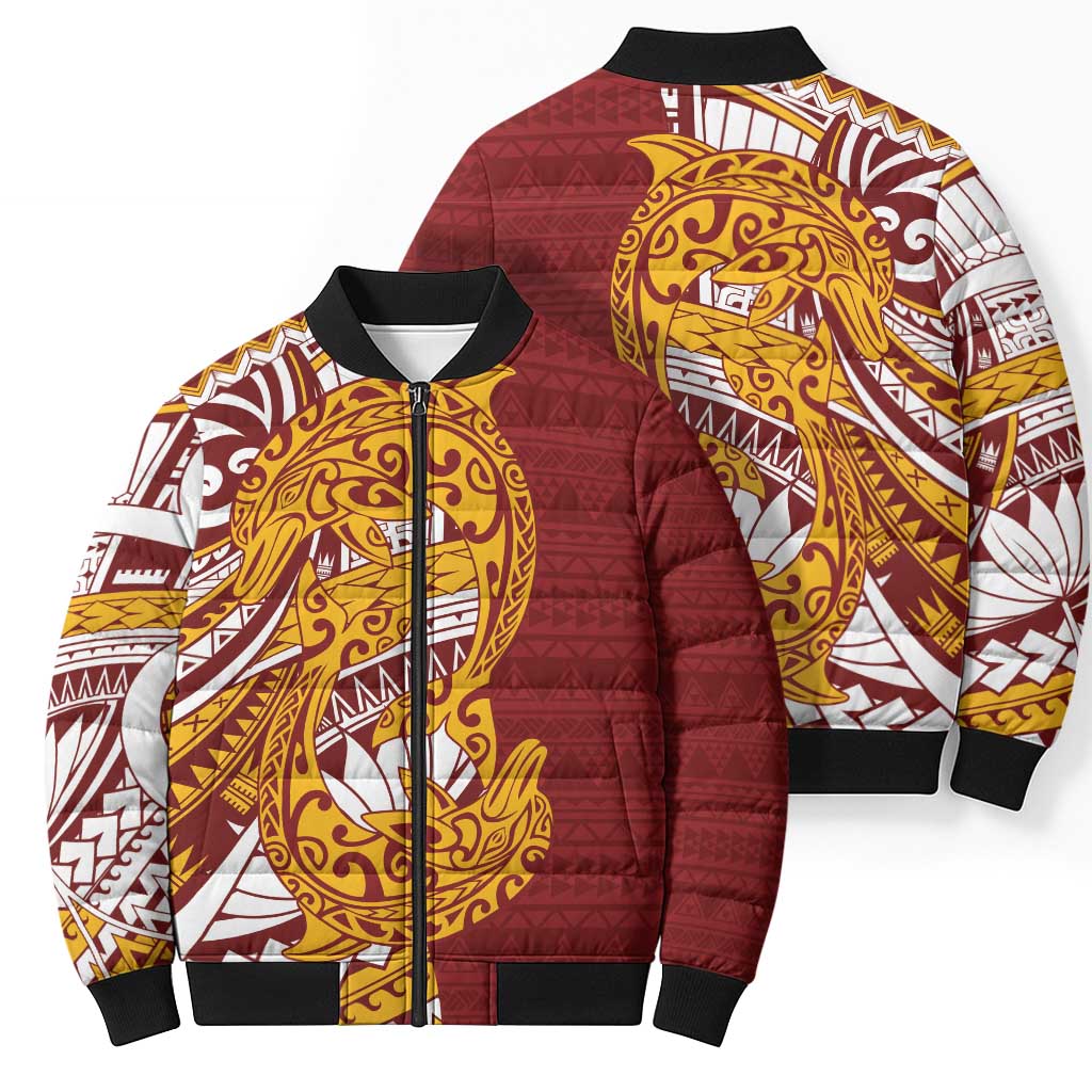 Couple Dolphins Maori Motif Bomber Puffer Jacket - Polynesian Pride