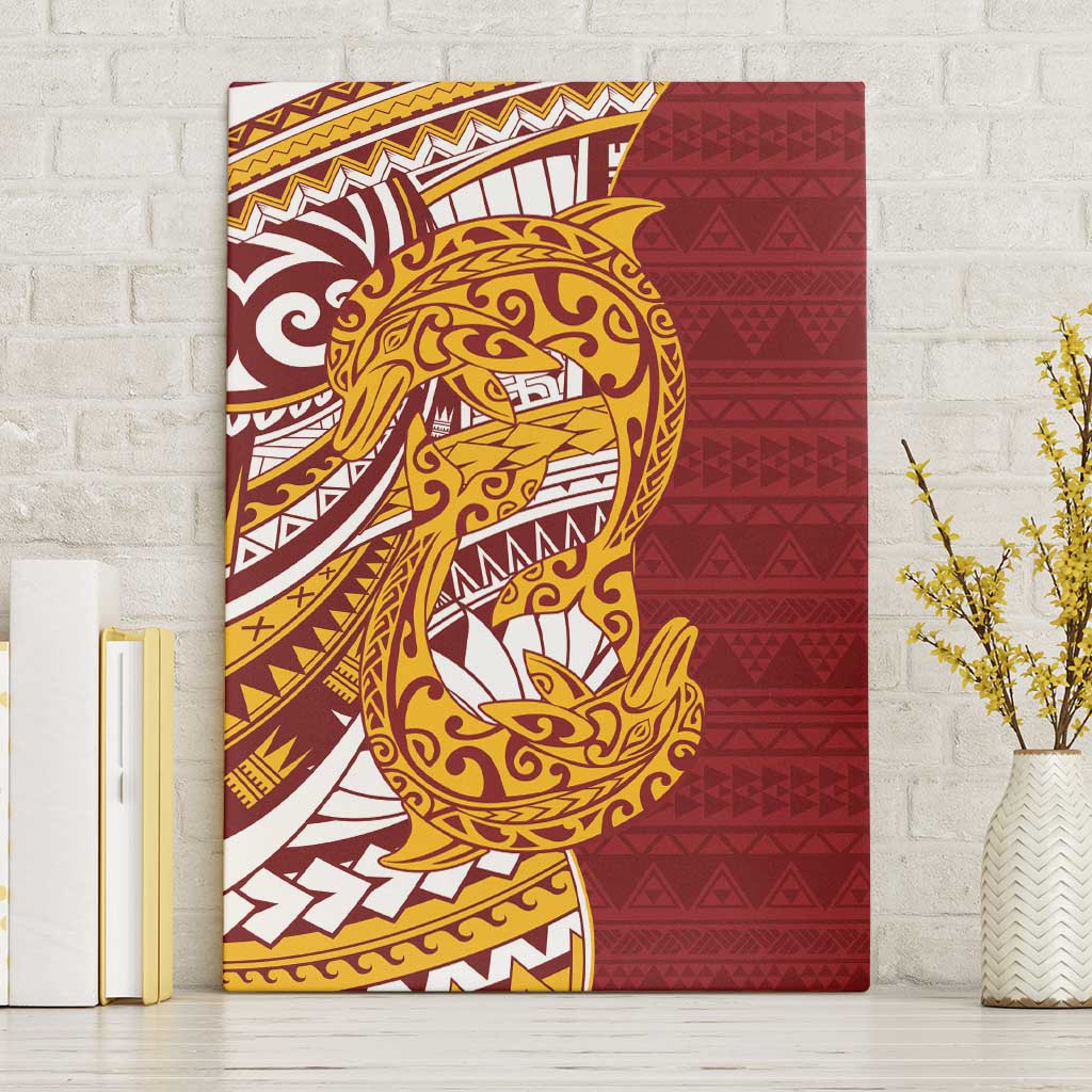 Couple Dolphins Maori Motif Canvas Wall Art - Polynesian Pride