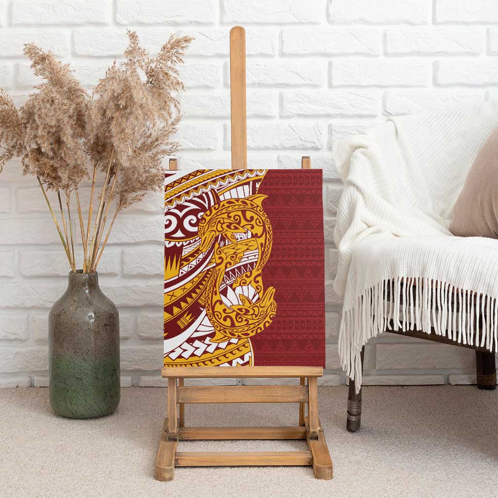 Couple Dolphins Maori Motif Canvas Wall Art - Polynesian Pride