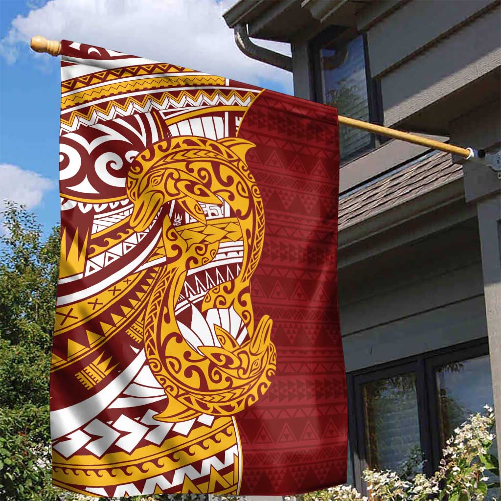 Couple Dolphins Maori Motif Garden Flag - Polynesian Pride