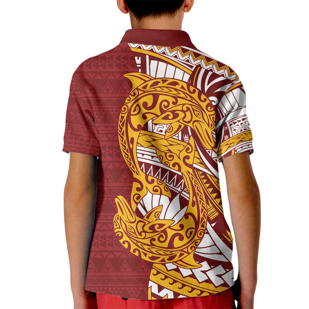Couple Dolphins Maori Motif Kid Polo Shirt - Polynesian Pride