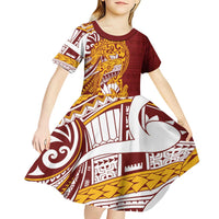Couple Dolphins Maori Motif Kid Short Sleeve Dress - Polynesian Pride
