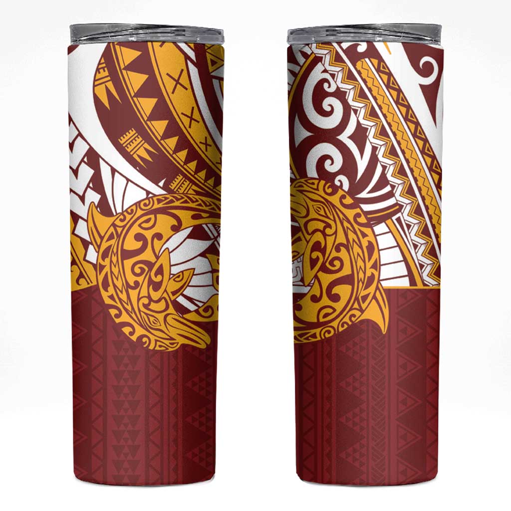Couple Dolphins Maori Motif Skinny Tumbler - Polynesian Pride