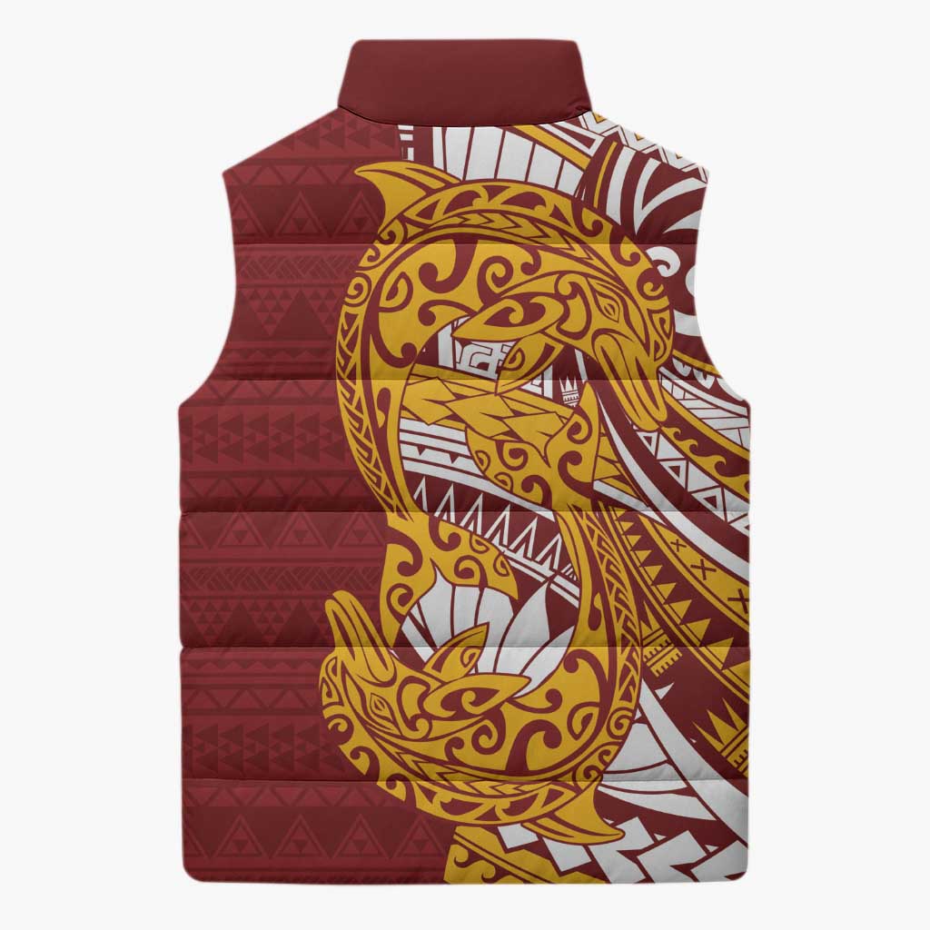 Couple Dolphins Maori Motif Sleeveless Puffer Jacket - Polynesian Pride