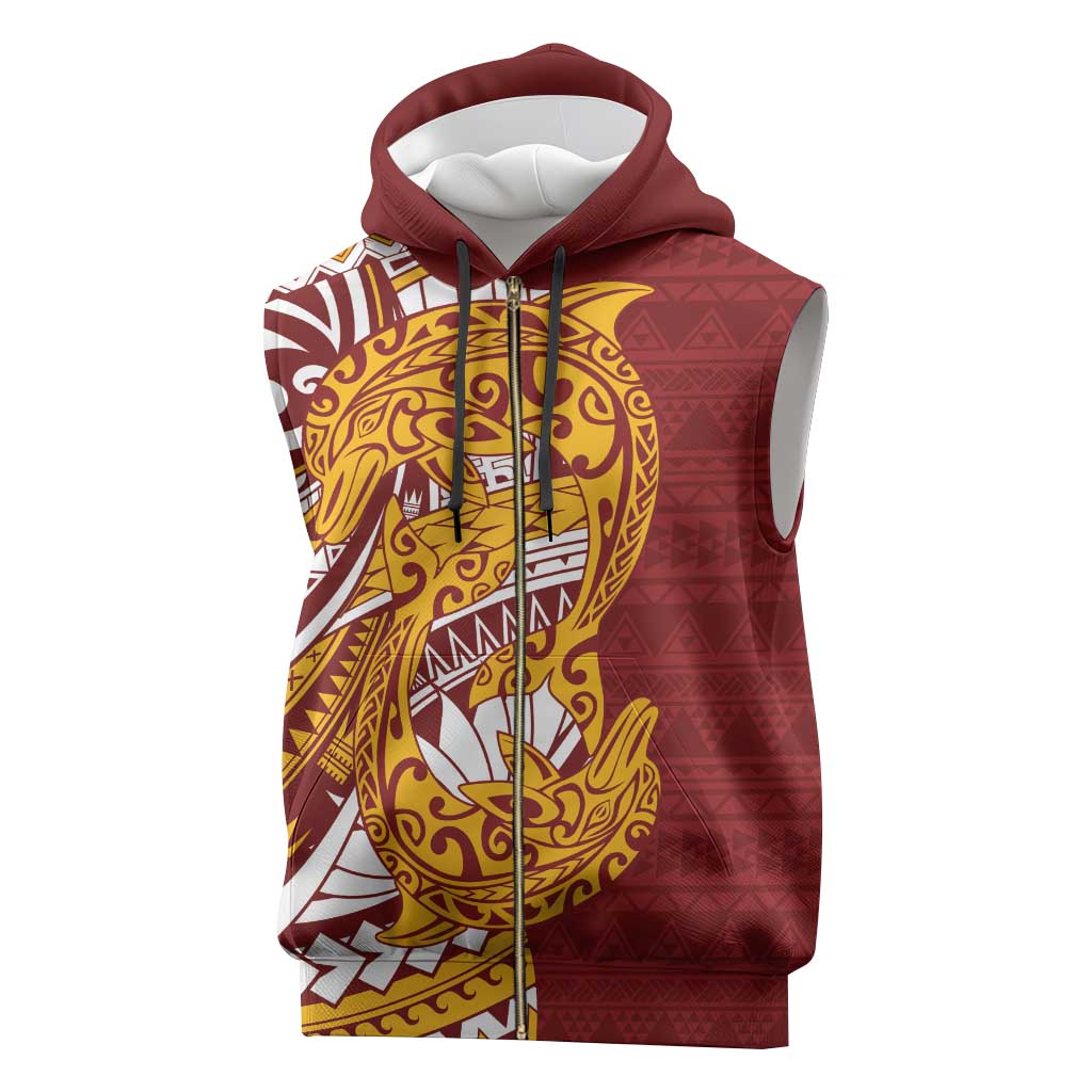 Couple Dolphins Maori Motif Sleeveless Zip Hoodie - Polynesian Pride