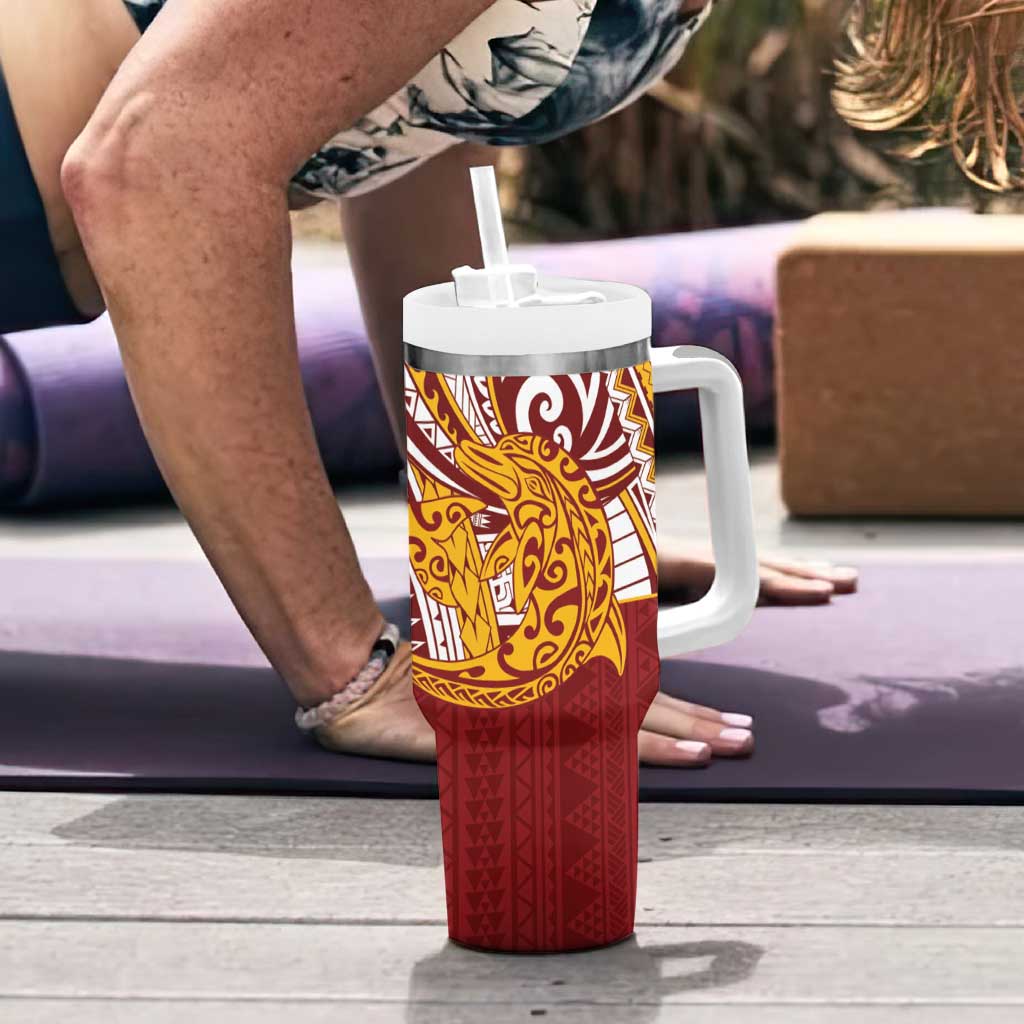 Couple Dolphins Maori Motif Tumbler With Handle - Polynesian Pride