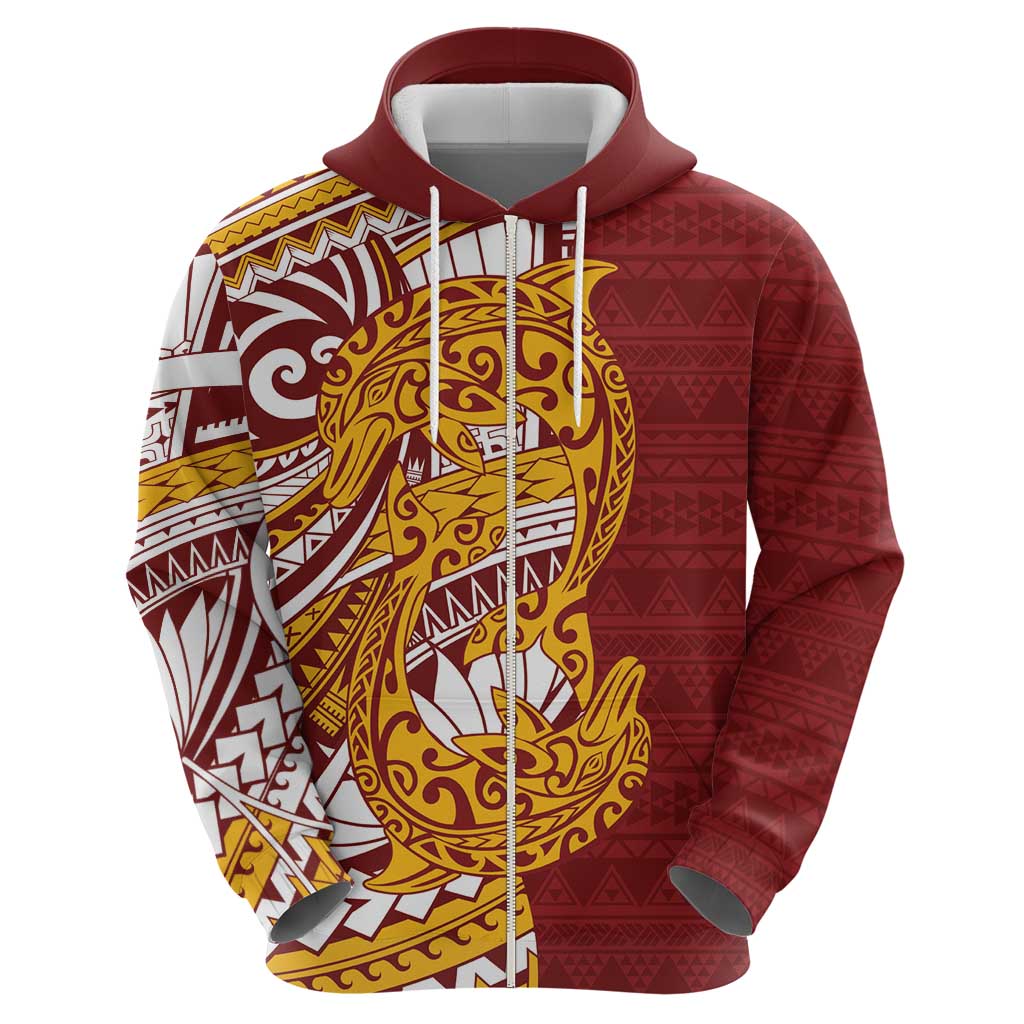 Couple Dolphins Maori Motif Zip Hoodie - Polynesian Pride