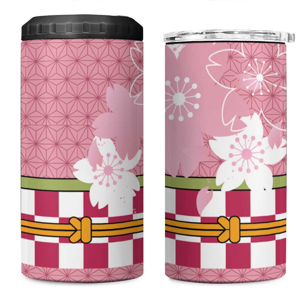 Japanese Asanoha Pattern 4 in 1 Can Cooler Tumbler Charm Against Evil Spirits LT9 One Size: 16 oz Pink - Polynesian Pride