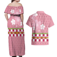 Japanese Asanoha Pattern Couples Matching Off Shoulder Maxi Dress and Hawaiian Shirt Charm Against Evil Spirits - Polynesian Pride