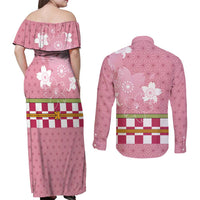 Japanese Asanoha Pattern Couples Matching Off Shoulder Maxi Dress and Long Sleeve Button Shirt Charm Against Evil Spirits LT9 - Polynesian Pride