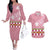 Japanese Asanoha Pattern Couples Matching Off The Shoulder Long Sleeve Dress and Hawaiian Shirt Charm Against Evil Spirits - Polynesian Pride