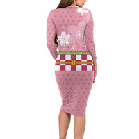 Japanese Asanoha Pattern Family Matching Long Sleeve Bodycon Dress and Hawaiian Shirt Charm Against Evil Spirits - Polynesian Pride