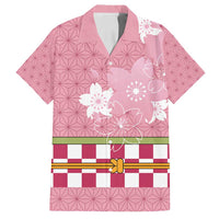 Japanese Asanoha Pattern Family Matching Puletasi and Hawaiian Shirt Charm Against Evil Spirits LT9 Dad's Shirt - Short Sleeve Pink - Polynesian Pride