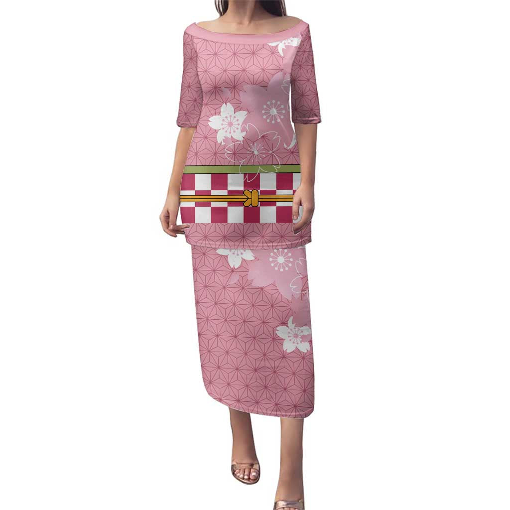 Japanese Asanoha Pattern Family Matching Puletasi and Hawaiian Shirt Charm Against Evil Spirits LT9 Mom's Dress Pink - Polynesian Pride