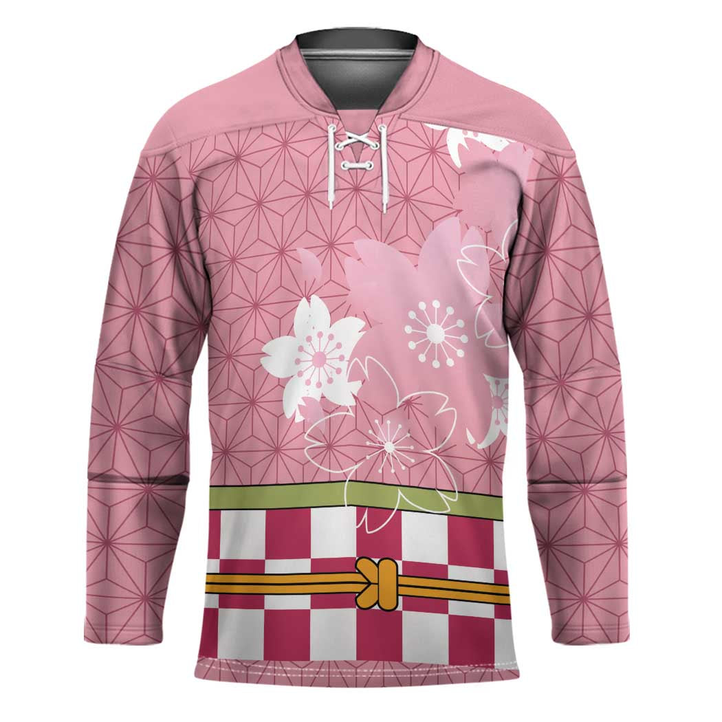 Japanese Asanoha Pattern Hockey Jersey Charm Against Evil Spirits LT9 Unisex Pink - Polynesian Pride