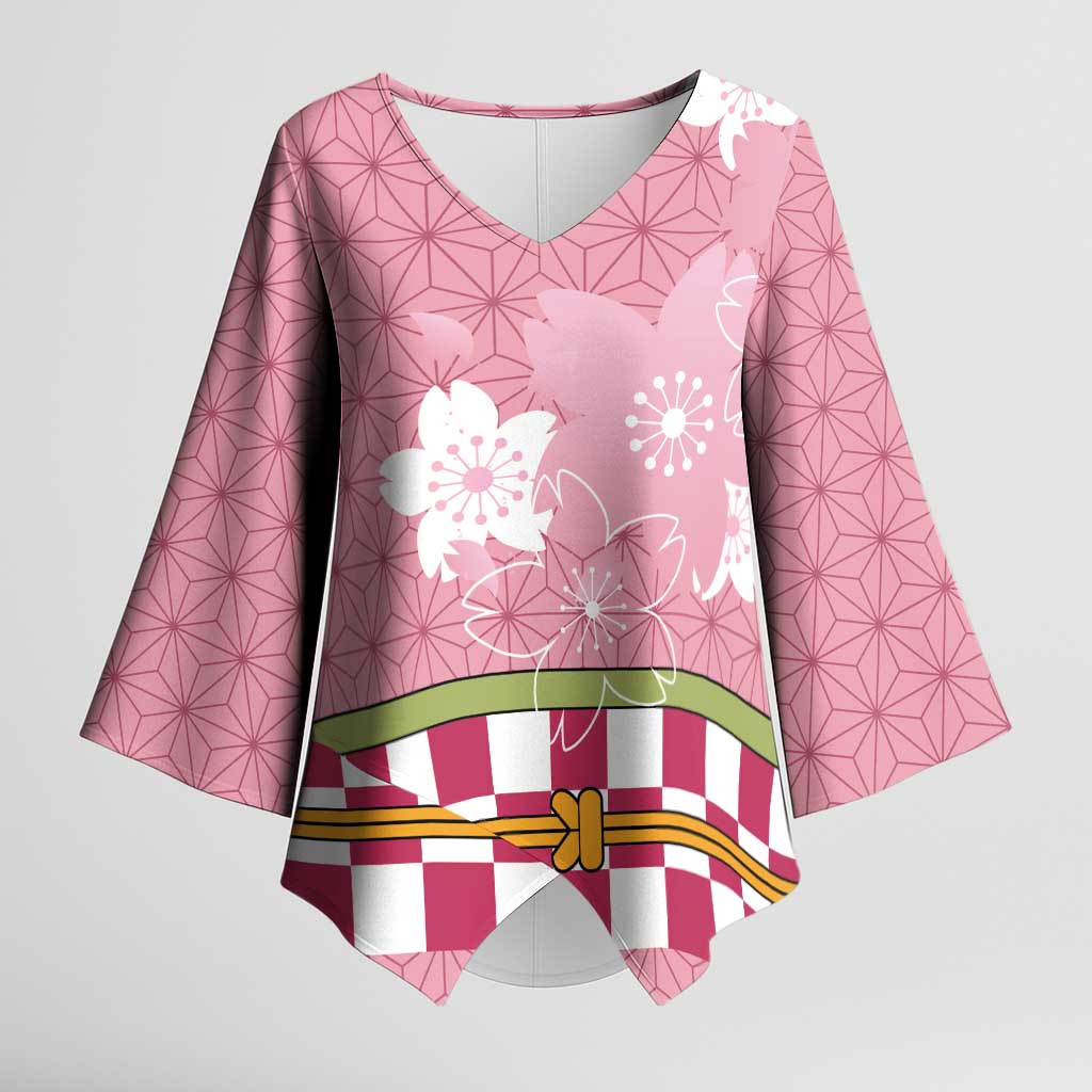 Japanese Asanoha Pattern Kimono Sleeve Blouse Charm Against Evil Spirits LT9 Female Pink - Polynesian Pride