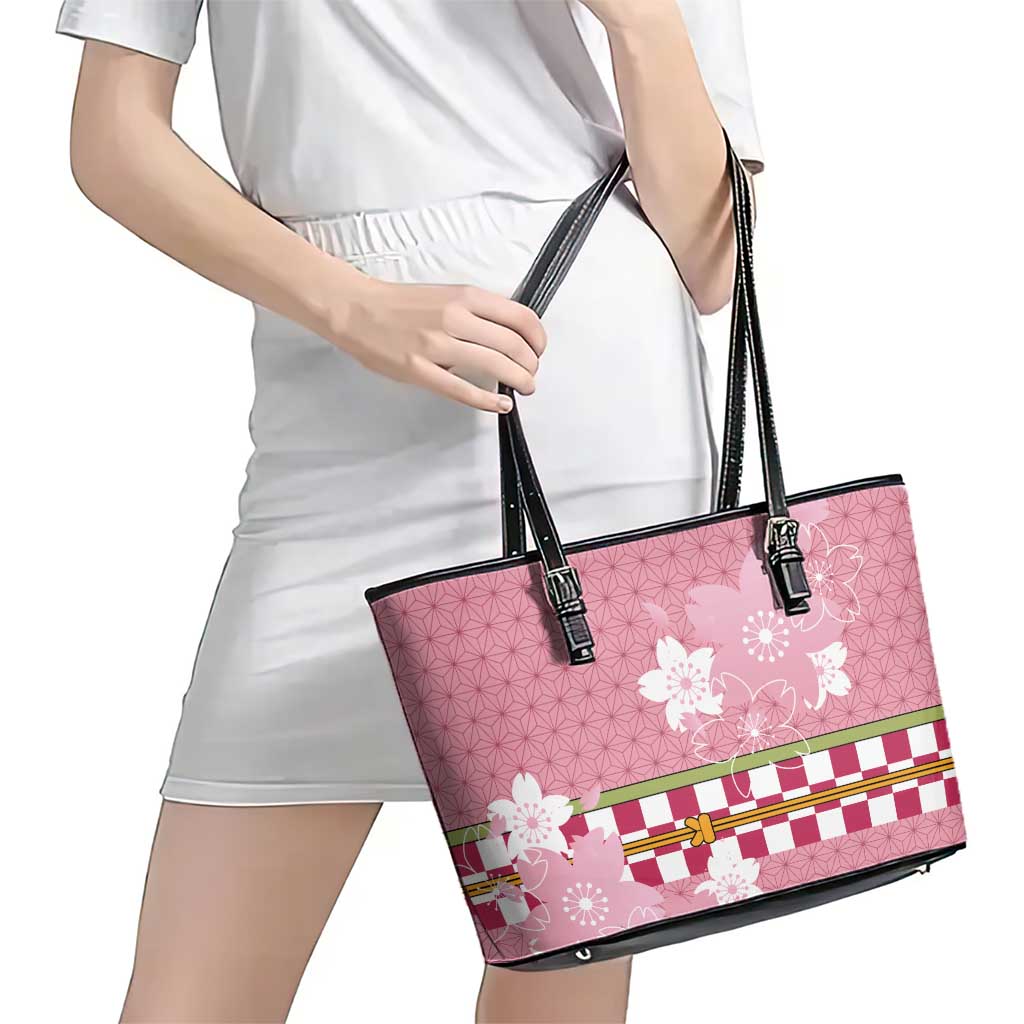 Japanese Asanoha Pattern Leather Tote Bag Charm Against Evil Spirits - Polynesian Pride