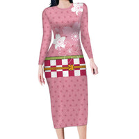 Japanese Asanoha Pattern Long Sleeve Bodycon Dress Charm Against Evil Spirits - Polynesian Pride