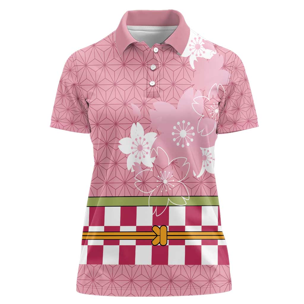 Japanese Asanoha Pattern Women Polo Shirt Charm Against Evil Spirits - Polynesian Pride