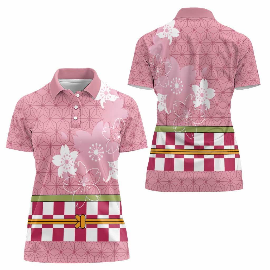 Japanese Asanoha Pattern Women Polo Shirt Charm Against Evil Spirits - Polynesian Pride