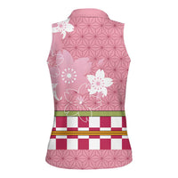 Japanese Asanoha Pattern Women Sleeveless Polo Shirt Charm Against Evil Spirits - Polynesian Pride