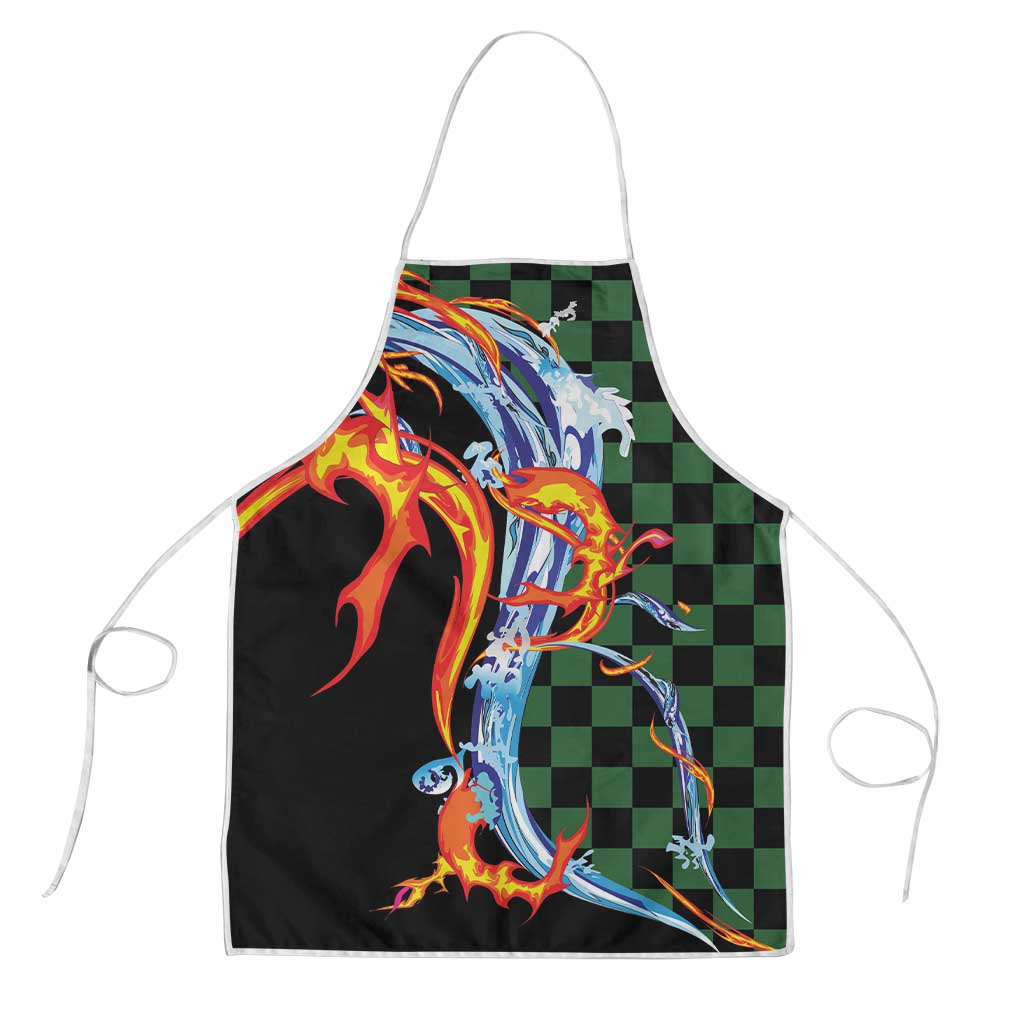 Japanese Asanoha Pattern Apron Sun Flame Slayer Dragon Hinokami Kagura Spirit LT9 Green - Polynesian Pride