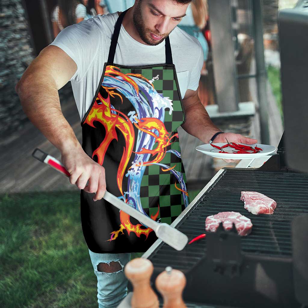 Japanese Asanoha Pattern Apron Sun Flame Slayer Dragon Hinokami Kagura Spirit LT9 - Polynesian Pride