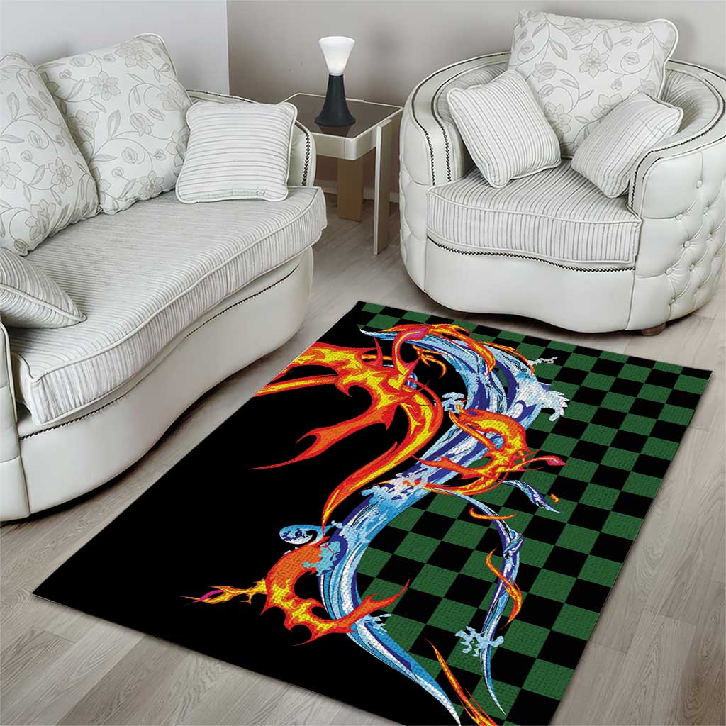 Japanese Asanoha Pattern Area Rug Sun Flame Slayer Dragon Hinokami Kagura Spirit - Polynesian Pride