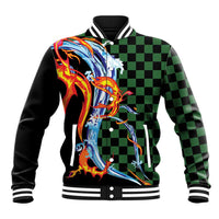 Japanese Asanoha Pattern Baseball Jacket Sun Flame Slayer Dragon Hinokami Kagura Spirit LT9 Unisex Green - Polynesian Pride