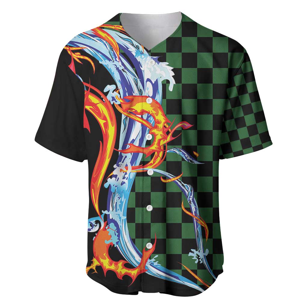 Japanese Asanoha Pattern Baseball Jersey Sun Flame Slayer Dragon Hinokami Kagura Spirit - Polynesian Pride