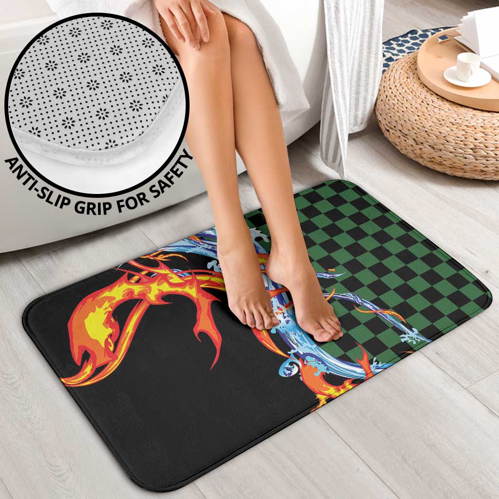 Japanese Asanoha Pattern Bathroom Set Sun Flame Slayer Dragon Hinokami Kagura Spirit - Polynesian Pride