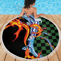 Japanese Asanoha Pattern Beach Blanket Sun Flame Slayer Dragon Hinokami Kagura Spirit LT9 - Polynesian Pride