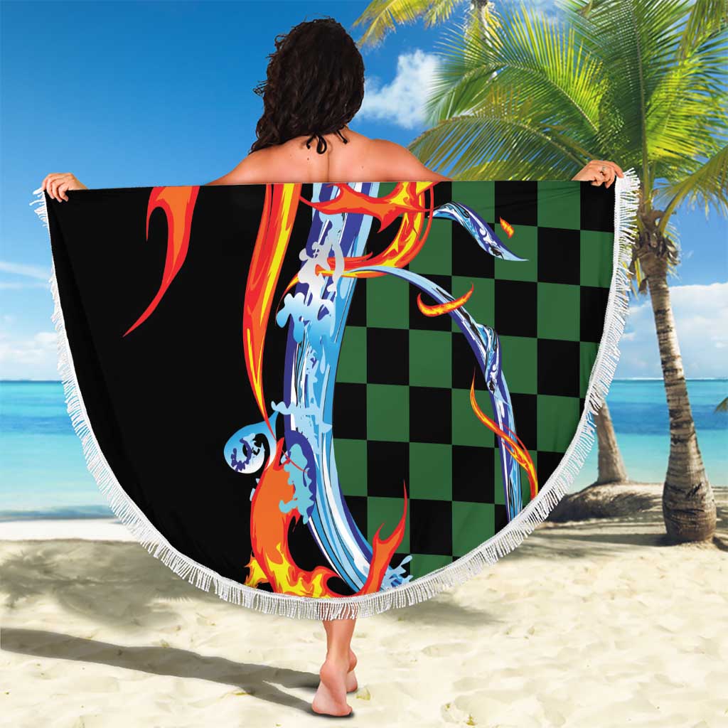 Japanese Asanoha Pattern Beach Blanket Sun Flame Slayer Dragon Hinokami Kagura Spirit LT9 - Polynesian Pride